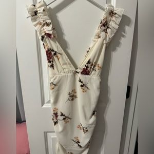 White floral Ruffle Mini Dress